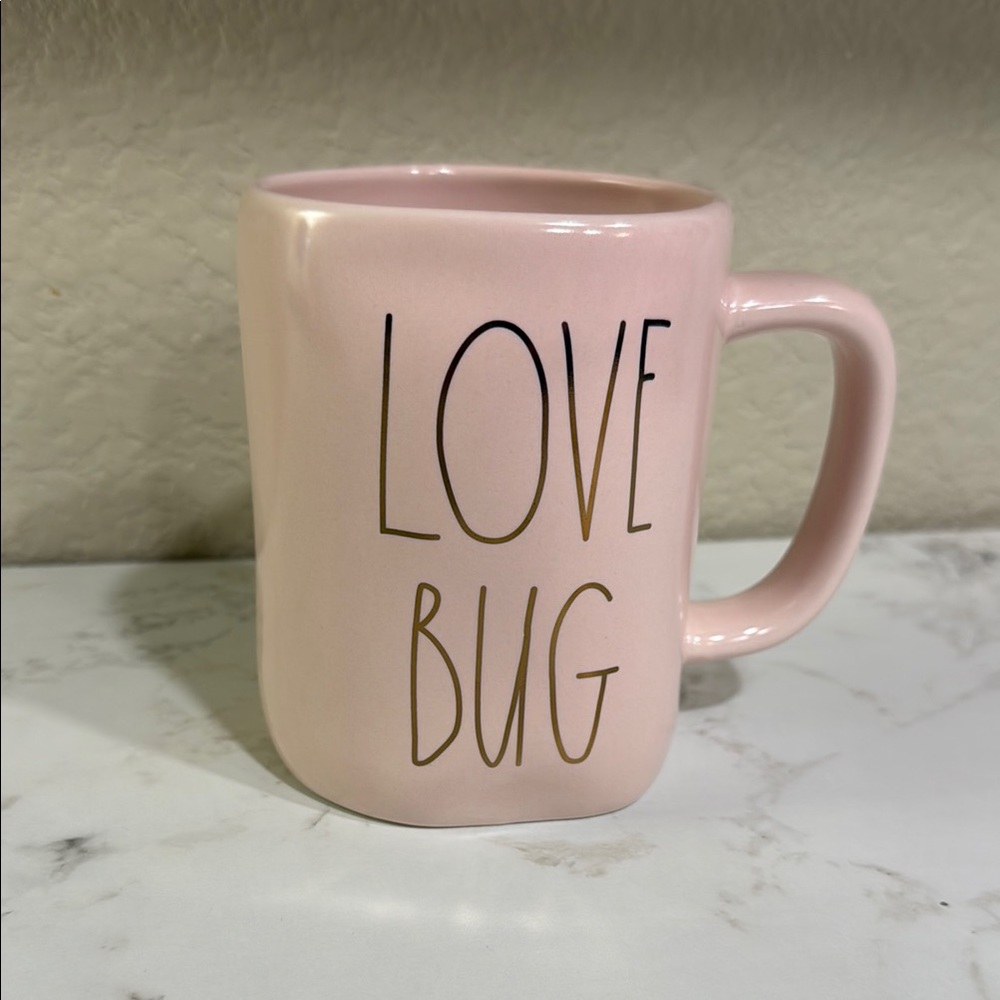 Rae Dunn Pink Ceramic Mugs with Minimalist Text
